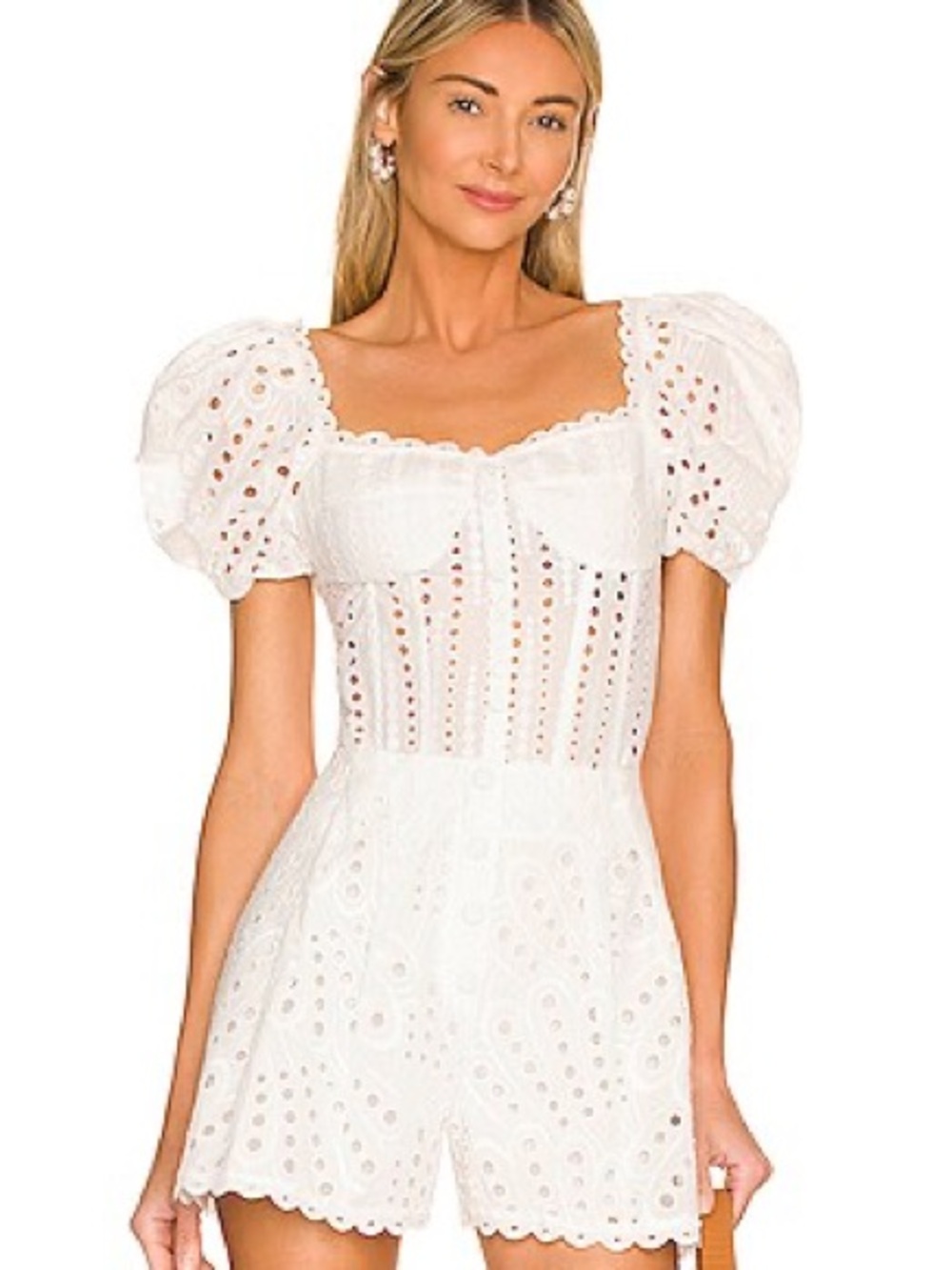 Charo Ruiz Ibiza Ella White Eyelet Lace Corset Top - Size XS